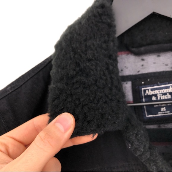 ABERCROMBIE & FITCH Flannel Lined Jean Jacket Black XS - Picture 4 of 8